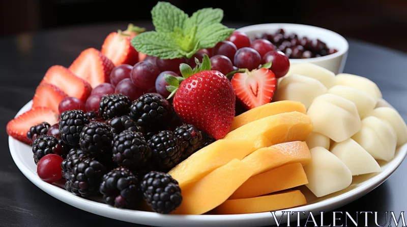 Delicious Plate of Fresh Fruits | Artistic Food Photography AI Image