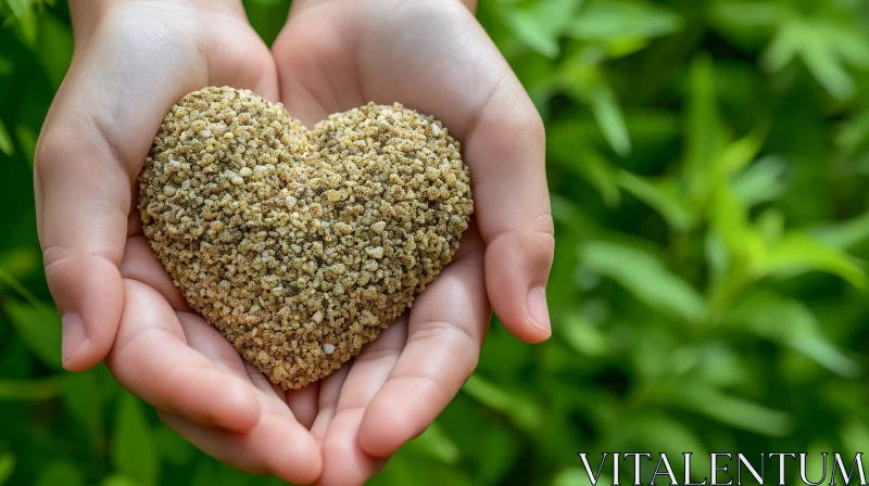 Heart-Shaped Sand Held by Hands - Nature's Embrace AI Image