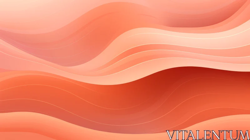 Peach and Orange Waves Abstract Background AI Image