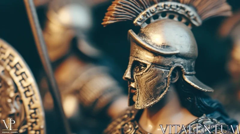 Greek Warrior Bronze Statue Close-Up AI Image