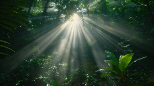 Green Rainforest Sunlight Scene