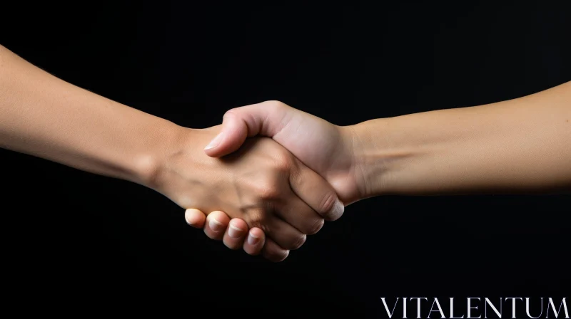 Unity in Diversity: Handshake on Black Background AI Image