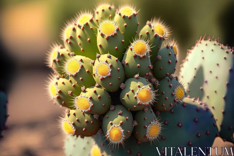 Yellow Spotted Cactus Flower: Vray Tracing Precisionist Art AI Image