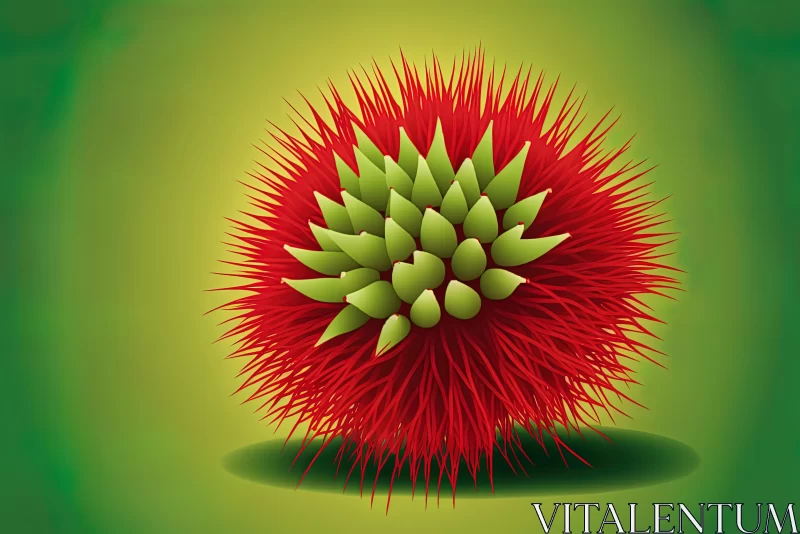 AI ART Aggressive Geometric Optical Illusion: Red Fluff Fruit Cactus