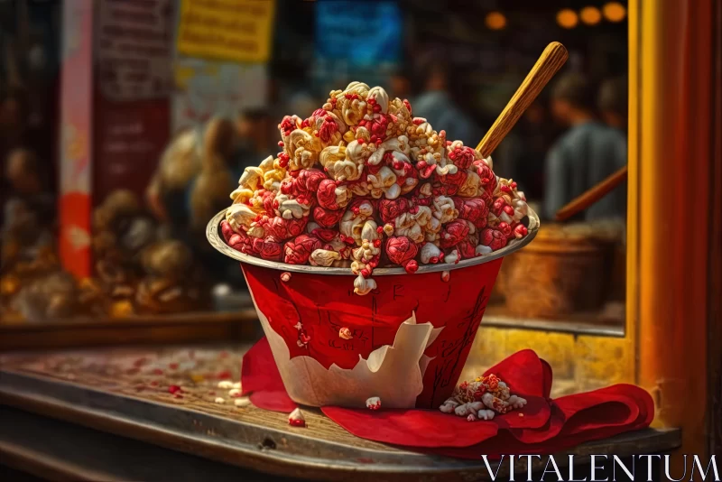 Captivating Red Popcorn in a Bowl - Photorealistic Poster AI Image