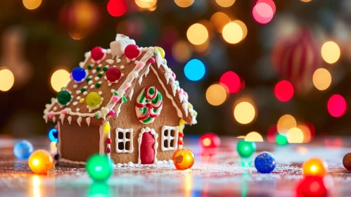 Enchanting Gingerbread House Decorated with Icing and Ornaments