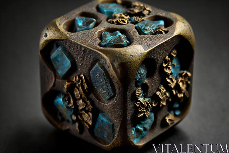 Mesmerizing Blue and Bronze Crystal Piece Inspired by Western Zhou Dynasty | Handcrafted Art AI Image
