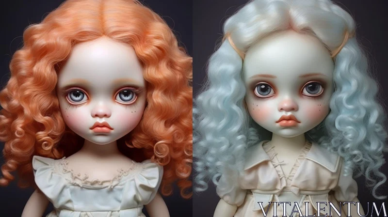 Serious Dolls with Different Hair Colors AI Image