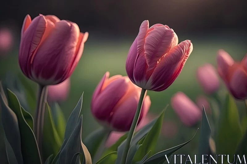Captivating Tulips in Field: Dark Pink and Bronze | UHD Image AI Image
