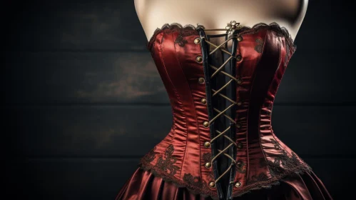 Elegant Red Corset with Black Lace Overlay