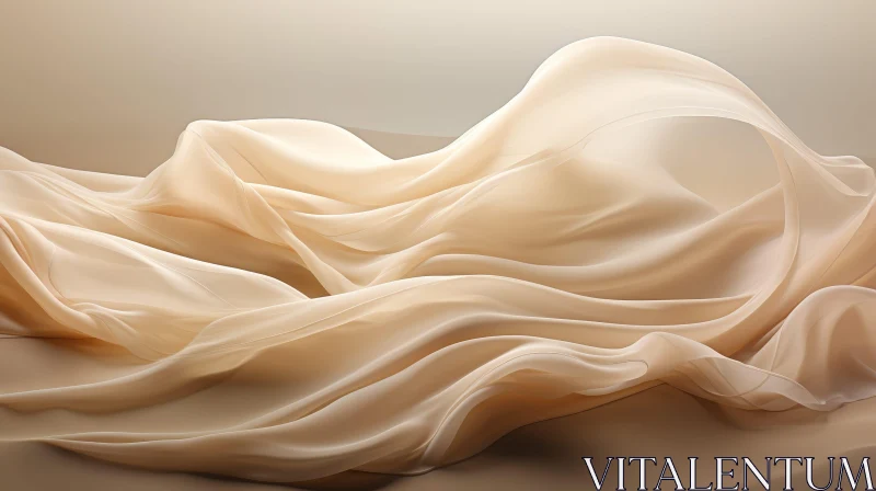 Flowing Silk Cloth Texture in Beige AI Image