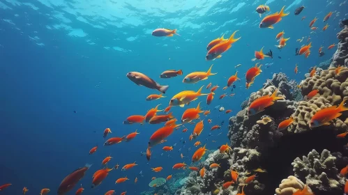 Serene Underwater Scene: Colorful Coral Reef and Marine Life