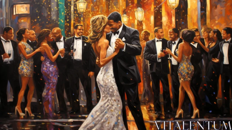 Wedding Reception Painting: Joyful Celebration of Love AI Image
