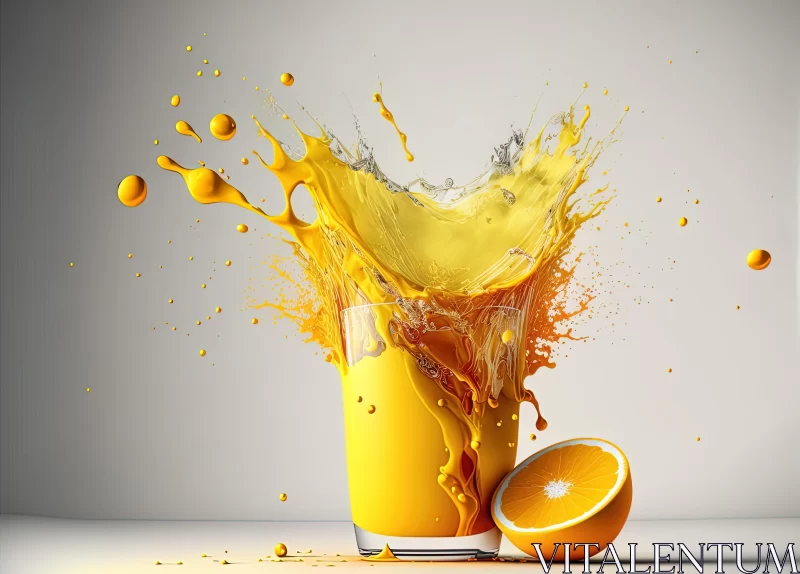 Captivating Orange Juice Splash Artwork - Surrealistic Realism AI Image