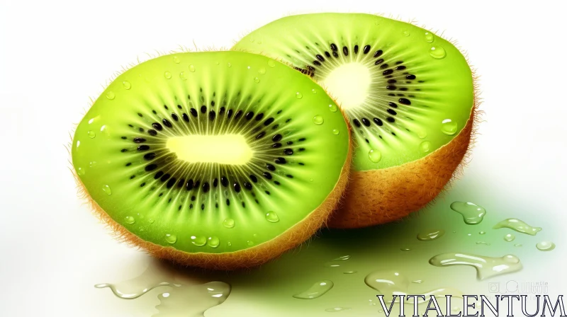 Fresh Kiwi Fruit Halves on White Table AI Image