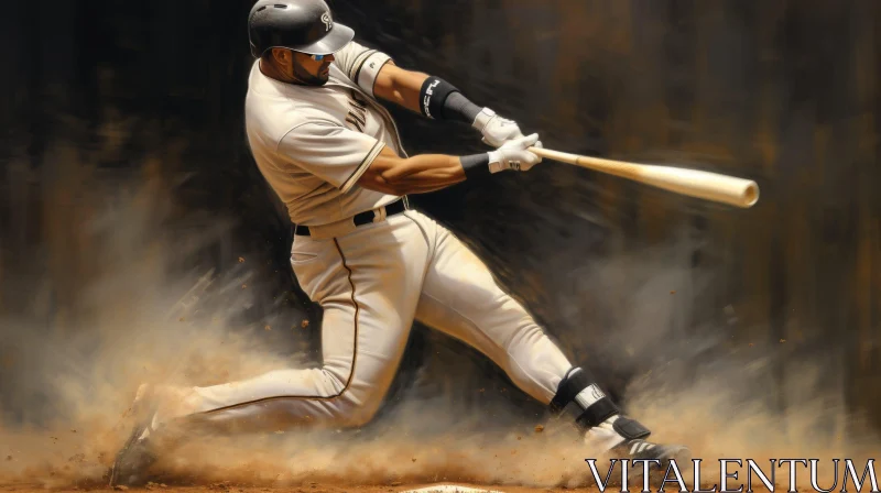 Intense Baseball Batter Painting AI Image