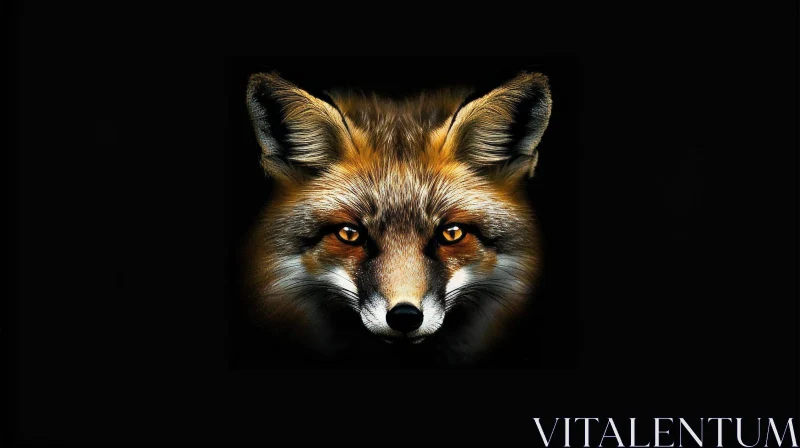 Intense Red Fox Digital Painting AI Image
