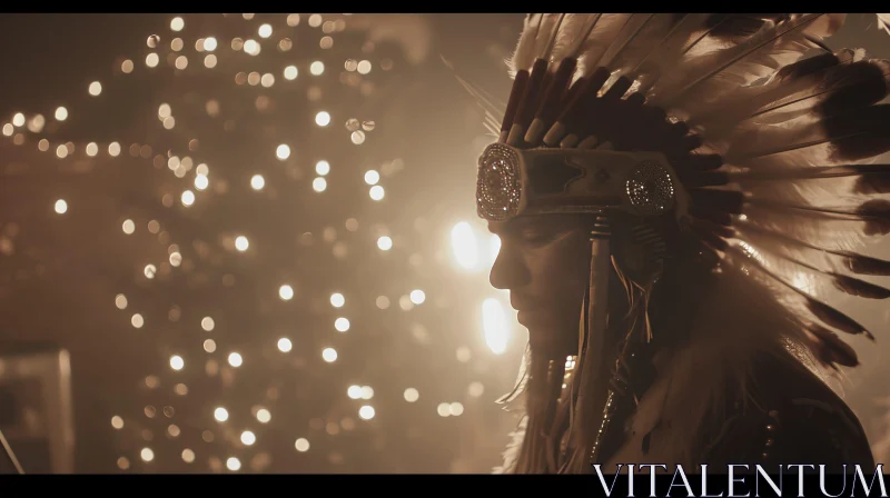 Native American Man in Traditional Headdress AI Image