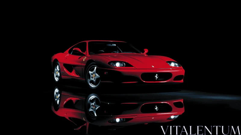 Captivating Ferrari Wallpaper with Reflections and Mirroring AI Image