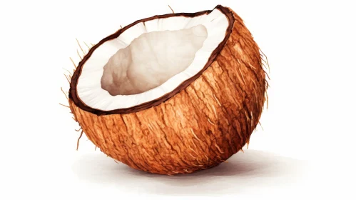 Exquisite Watercolor Painting of a Coconut