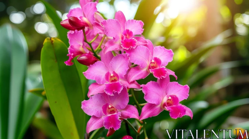 Pink Orchids Close-up | Tropical Flower Photography AI Image
