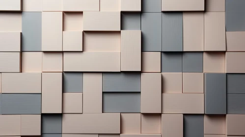 Textured 3D Wall with Beige and Gray Blocks