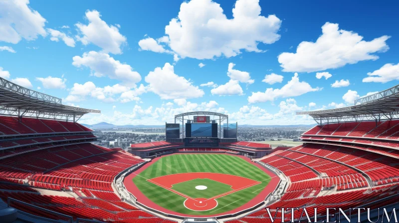 Tranquil Baseball Stadium Scene AI Image