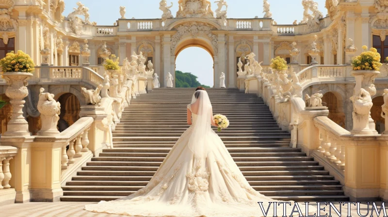 Elegant Bride at Grand Staircase AI Image