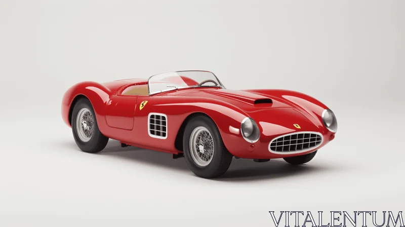 Exquisite 3D Red Ferrari Car Artwork - Elegant 1940s–1950s Style AI Image