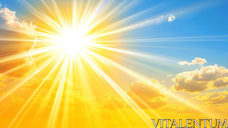 Radiant Sunlight in Blue Sky - Joyful and Bright Image AI Image