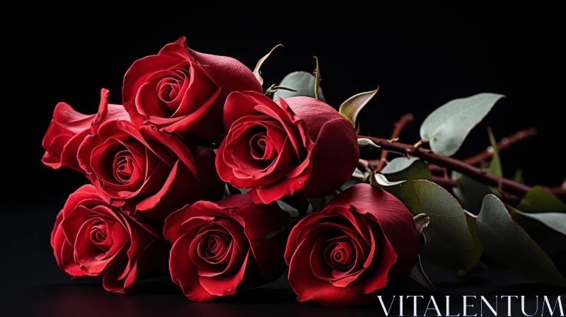 AI ART Red Roses Bouquet - Elegant Floral Composition