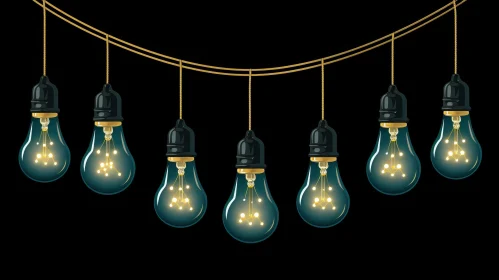Blue Light Bulbs Digital Illustration