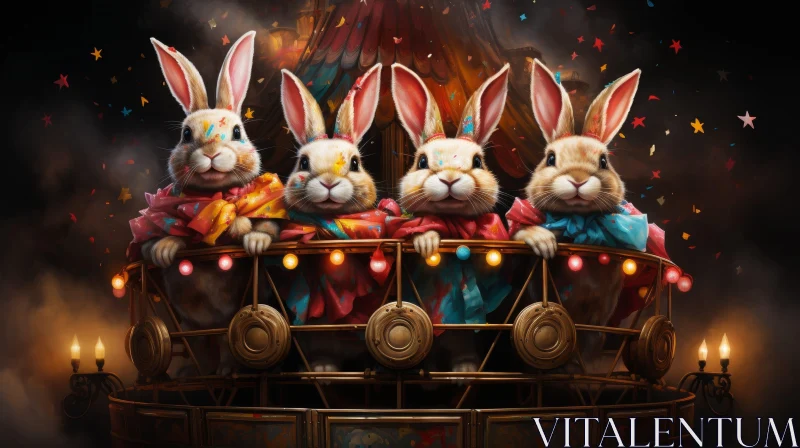 Enchanting Circus Scene with Rabbits in Colorful Costumes AI Image