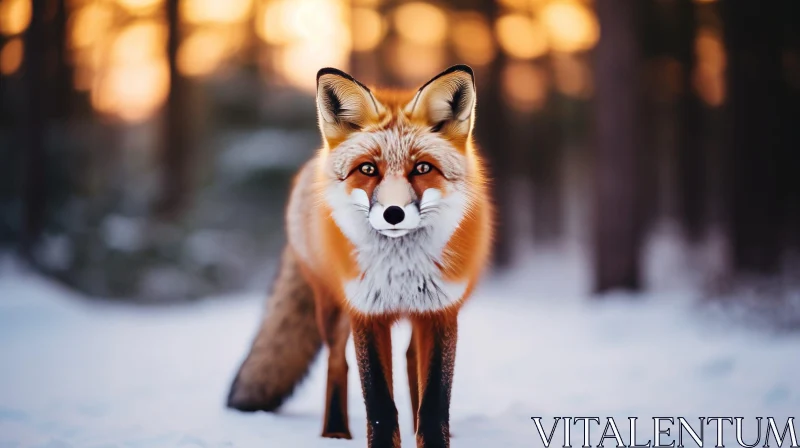 Graceful Red Fox in Snowy Forest AI Image