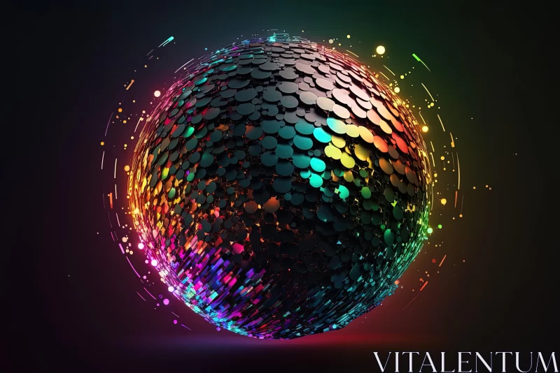 Colorful Textured Globe with Flashing Lights - Abstract 3D Illustration AI Image