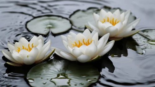 White Water Lilies in a Serene Pond