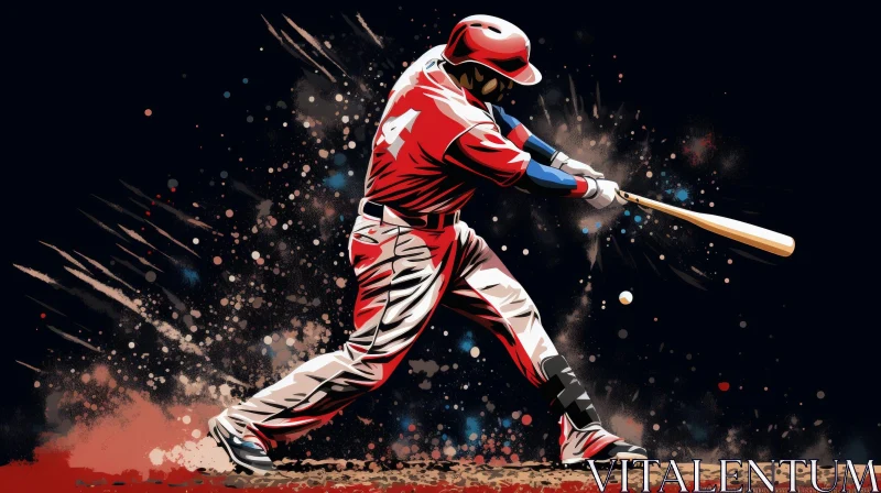 Baseball Batter Digital Painting AI Image