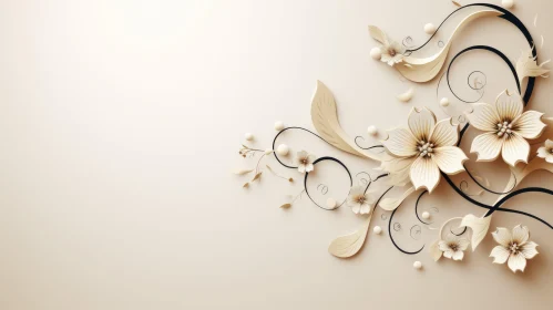 Floral 3D Rendering with White and Cream Flowers