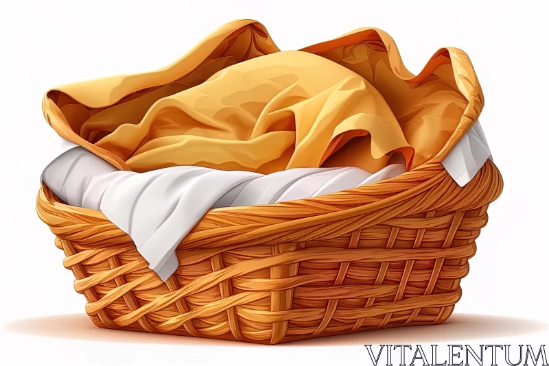 Hyperrealistic Woven Basket with Orange Towels - Captivating Illustration AI Image