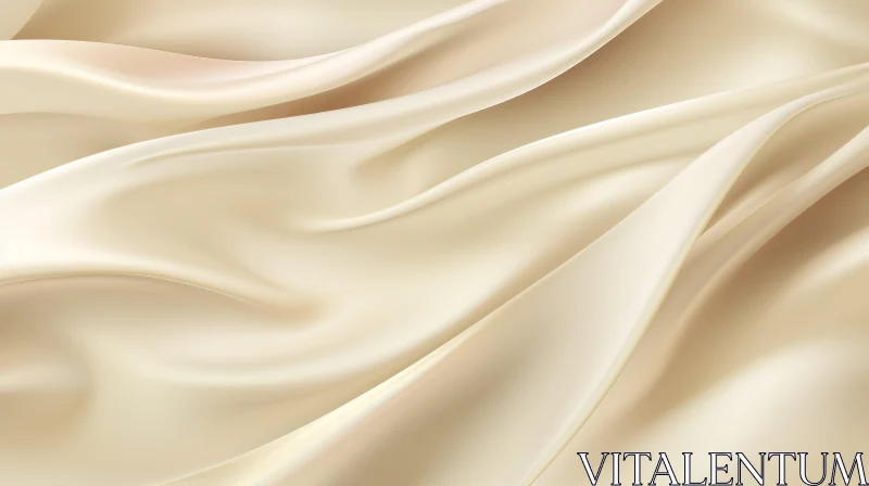 Luxurious Cream-Colored Silk Fabric Close-Up AI Image