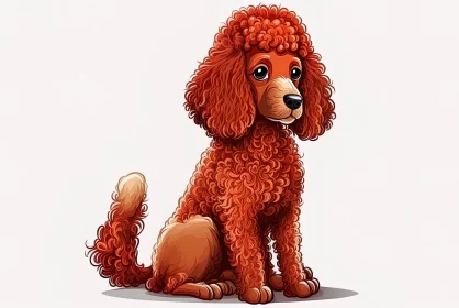 Cartoon Reddish Poodle Illustration | Coloristic Intensity | Detailed Portraits