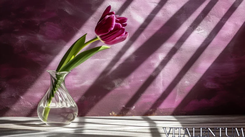 AI ART Dark Purple Tulip Still Life - Capturing Beauty in Contrast