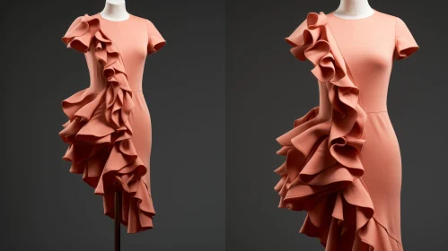 Elegant Pink Scuba Crepe Dress with Ruffles - Fashion Statement