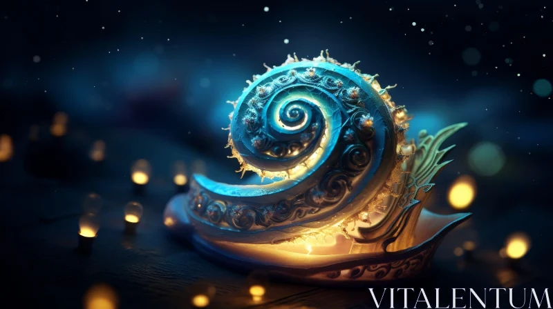 AI ART Enchanting 3D Rendering of a Mystical Snail Shell