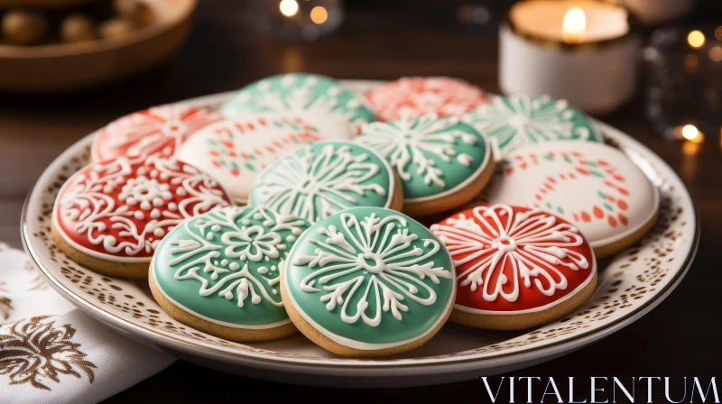 Festive Christmas Cookies on Plate - Holiday Delights AI Image
