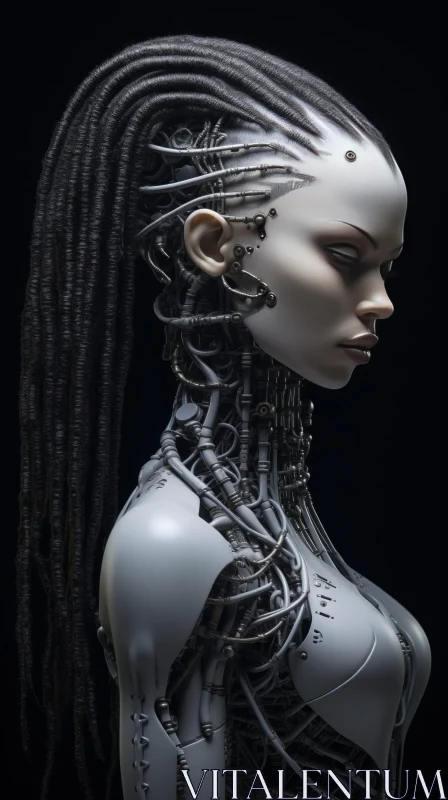 Futuristic Female Cyborg 3D Rendering AI Image
