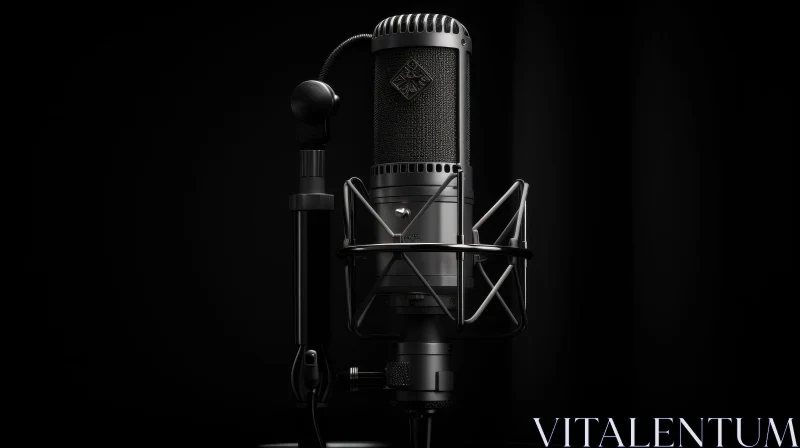 Professional Black Studio Microphone Close-Up AI Image