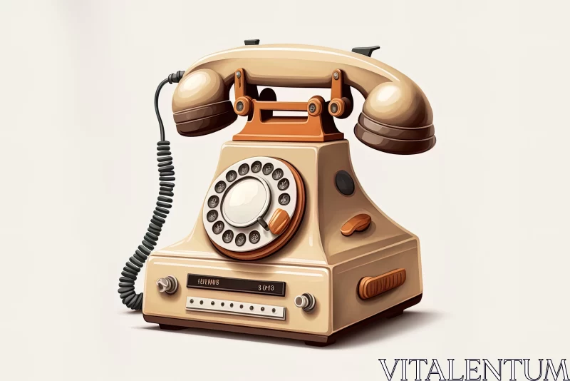 Vintage Telephone Illustration - Photorealistic Cartoon Style AI Image