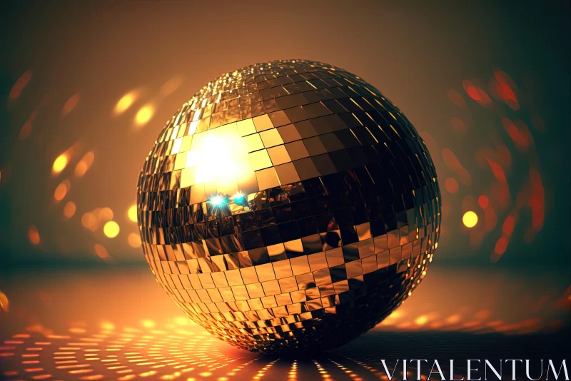 Captivating 3D Disco Ball Image with Shiny Lights in Dark Gold and Orange AI Image