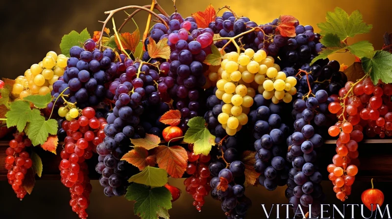 AI ART Colorful Grape Clusters - Ripe and Juicy
